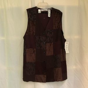 Chaus vest brown satin, crushed velvet and brocade